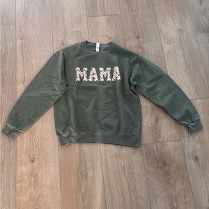 Medium MAMA Sweatshirt Pink Florals and Green